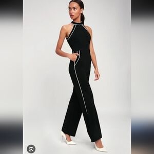 211-Nwot‎ Lulu's Black Sleeveless Jumpsuit with White Trim